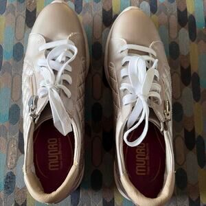 Munro Metallic Quilted Side-Zip Leather Sneakers - Size 7.5